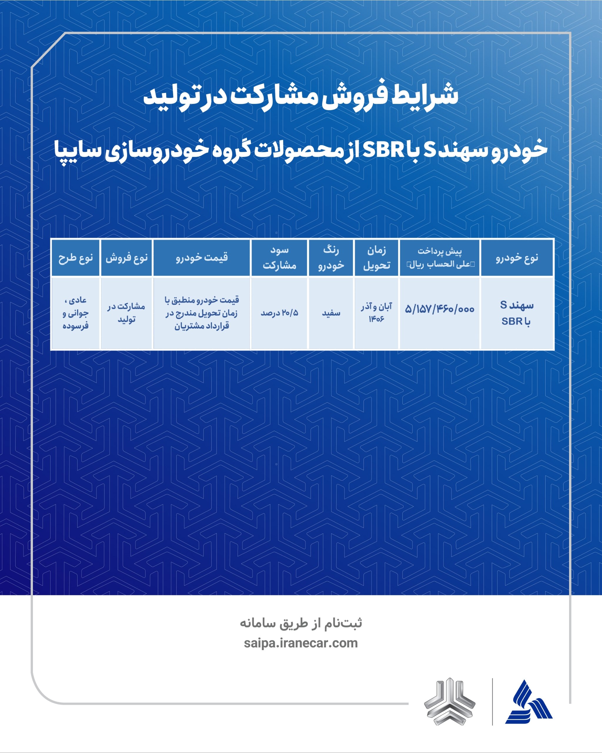 فروش مشارکت در تولید محصول گروه خودروسازی سایپا ویژه متقاضیان طرح عادی، حمایت از خانواده و جوانی جمعیت و جایگزینی خودرو‌های فرسوده