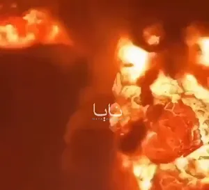 تصاویری منتسب به آتش‌سوزی پس از انفجار در یک مخزن سوخت در استان سلیمانیه