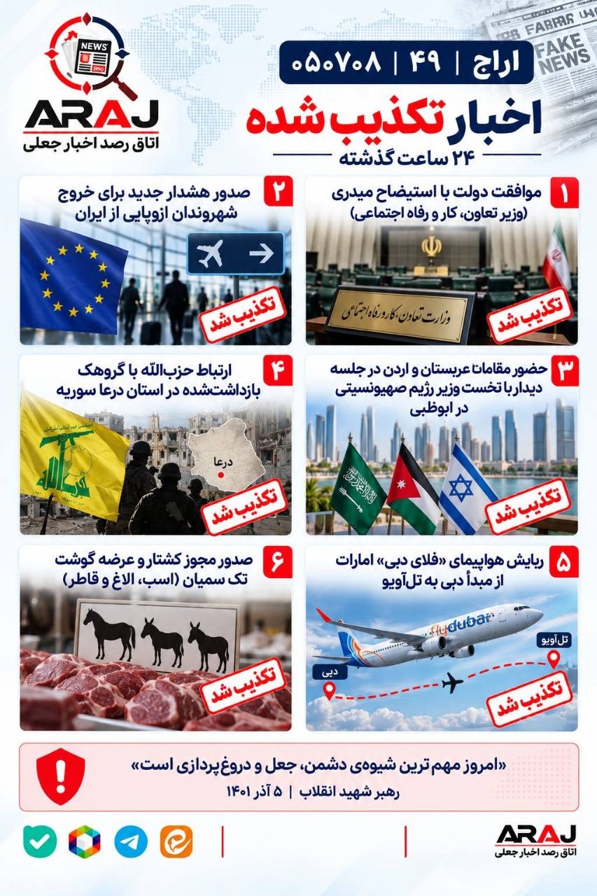مروری بر اخباری که ۸ مهر ۱۴۰۵ تکذیب شدند مروری بر اخباری که ۸ مهر ۱۴۰۵ تکذیب شدند