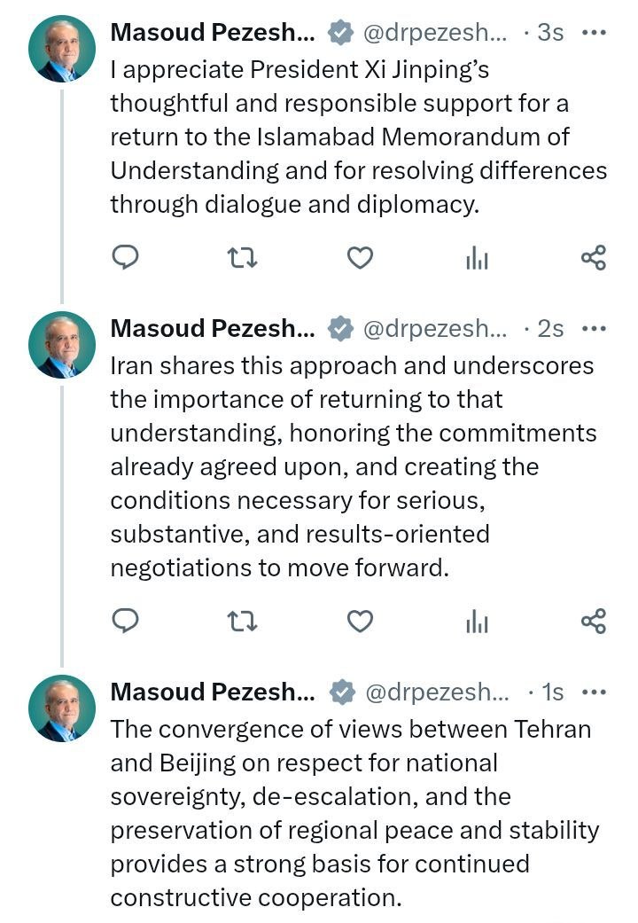 پزشکیان: ایران بر ضرورت بازگشت به تفاهمنامه اسلامآباد تأکید دارد پزشکیان: ایران بر ضرورت بازگشت به تفاهمنامه اسلامآباد تأکید دارد