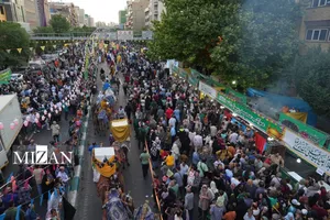 نمایی هوایی از حضور پرشور مردم در اجتماع بزرگ امام‌رضایی‌ها