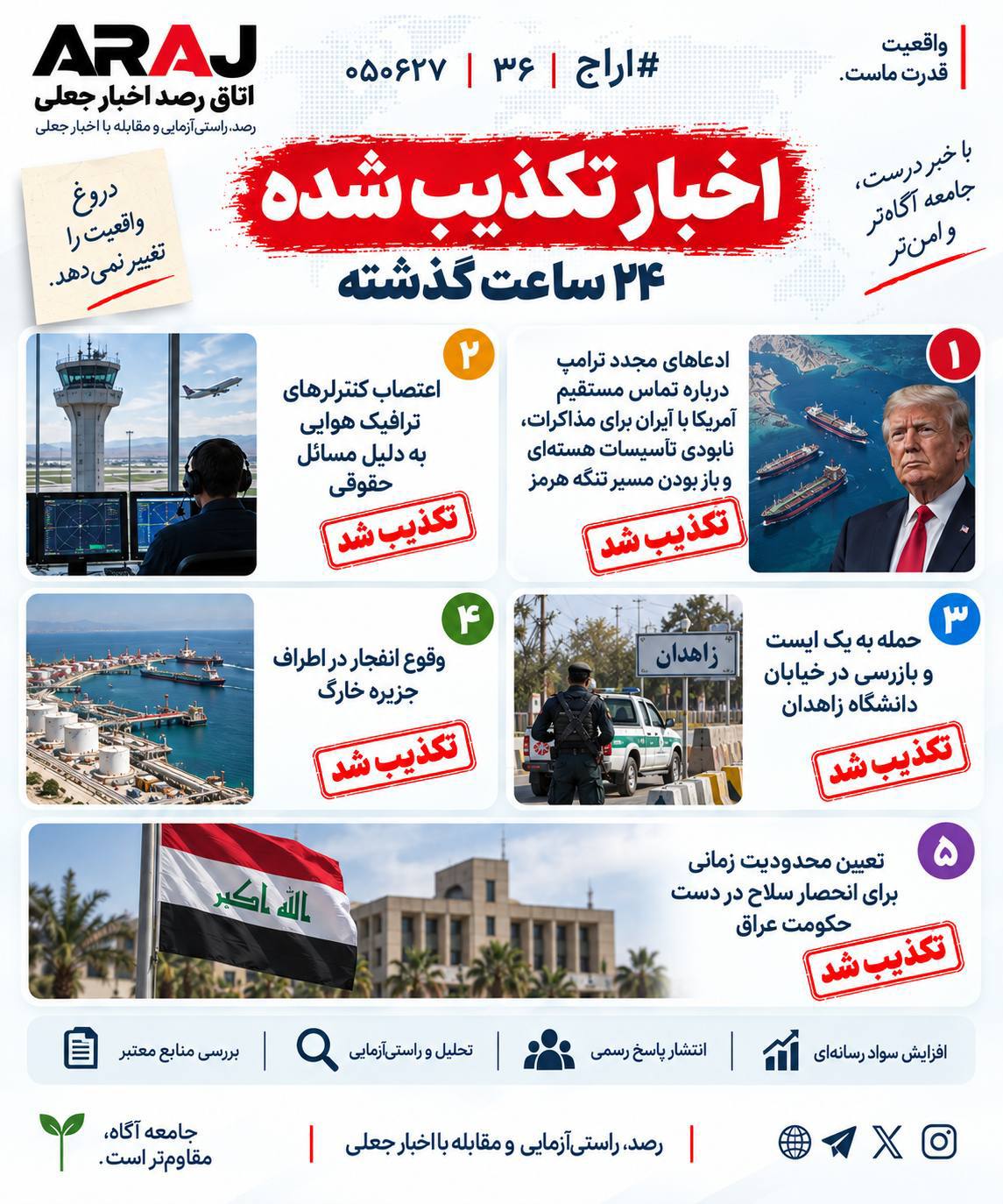 مروری بر اخبار تکذیب شده ۲۴ ساعت گذشته
