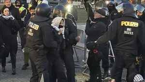 German police violence against pro-Palestinian protesters