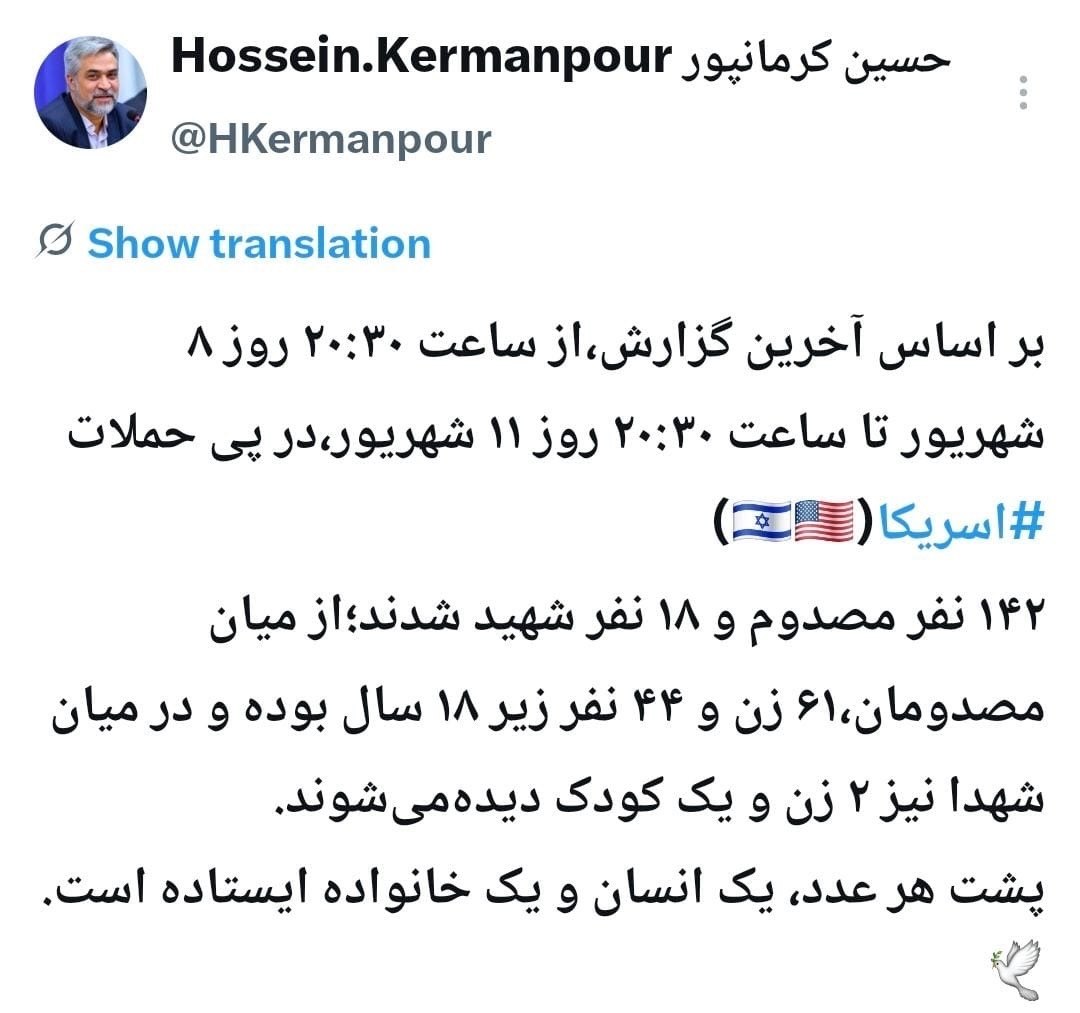 آخرین آمار شهدا و مصدومان در پی حملات آمریکا آخرین آمار شهدا و مصدومان در پی حملات آمریکا