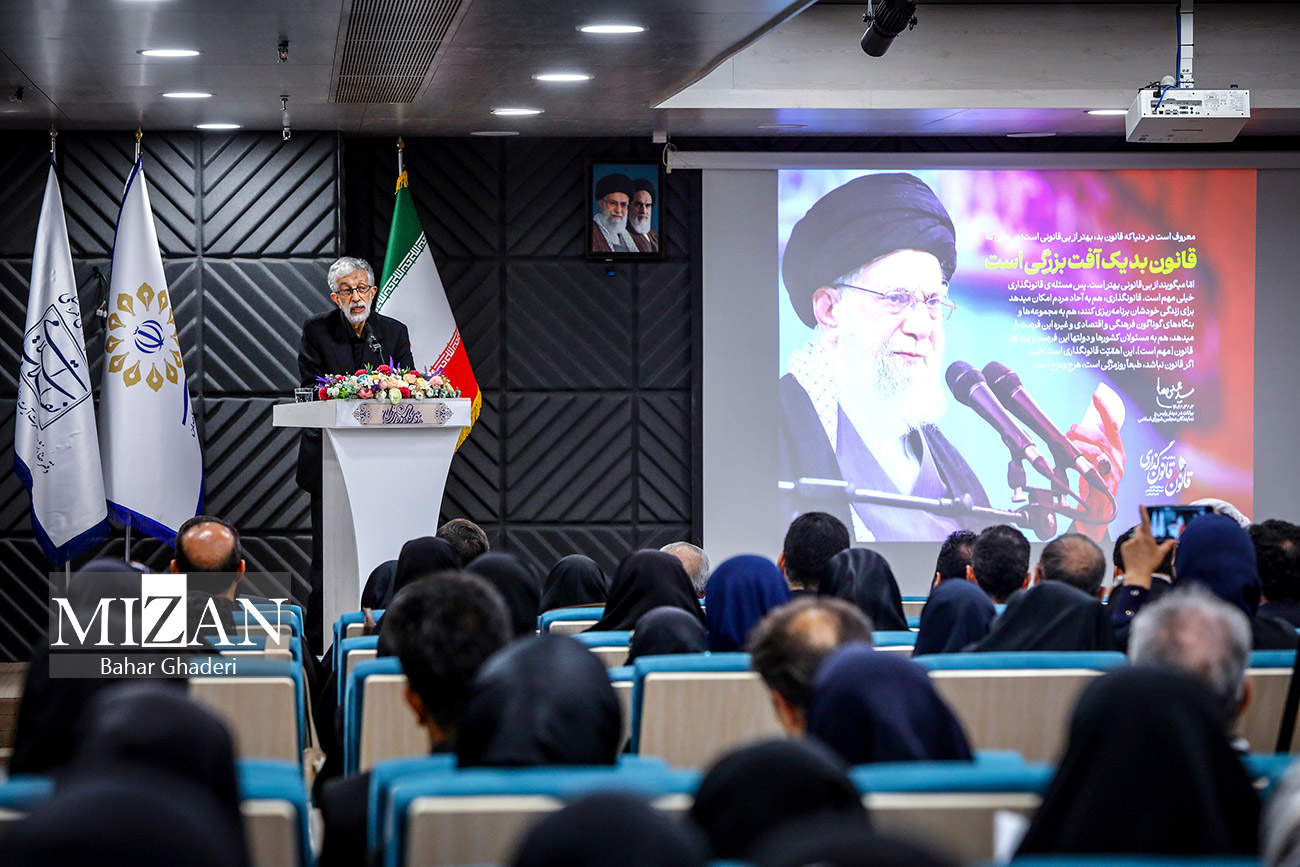 حداد عادل رئیس فرهنگستان زبان و ادب فارسی مجلس همایش ملی «قانون و قانونگذاری در منظومه فکری شهید آیتالله العظمی امام خامنهای» افتتاح شد