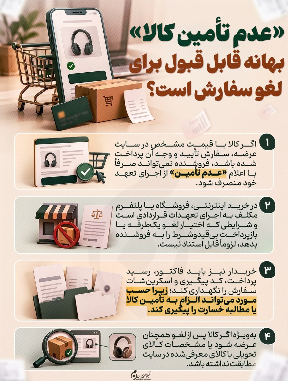 اینفوگرافیک | عدم تامین کالا بهانه قابل قبول برای لغو سفارش است؟