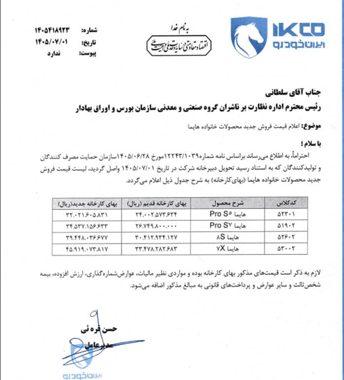افزایش میلیاردی قیمت چهار محصول ایران خودرو افزایش میلیاردی قیمت چهار محصول ایران خودرو