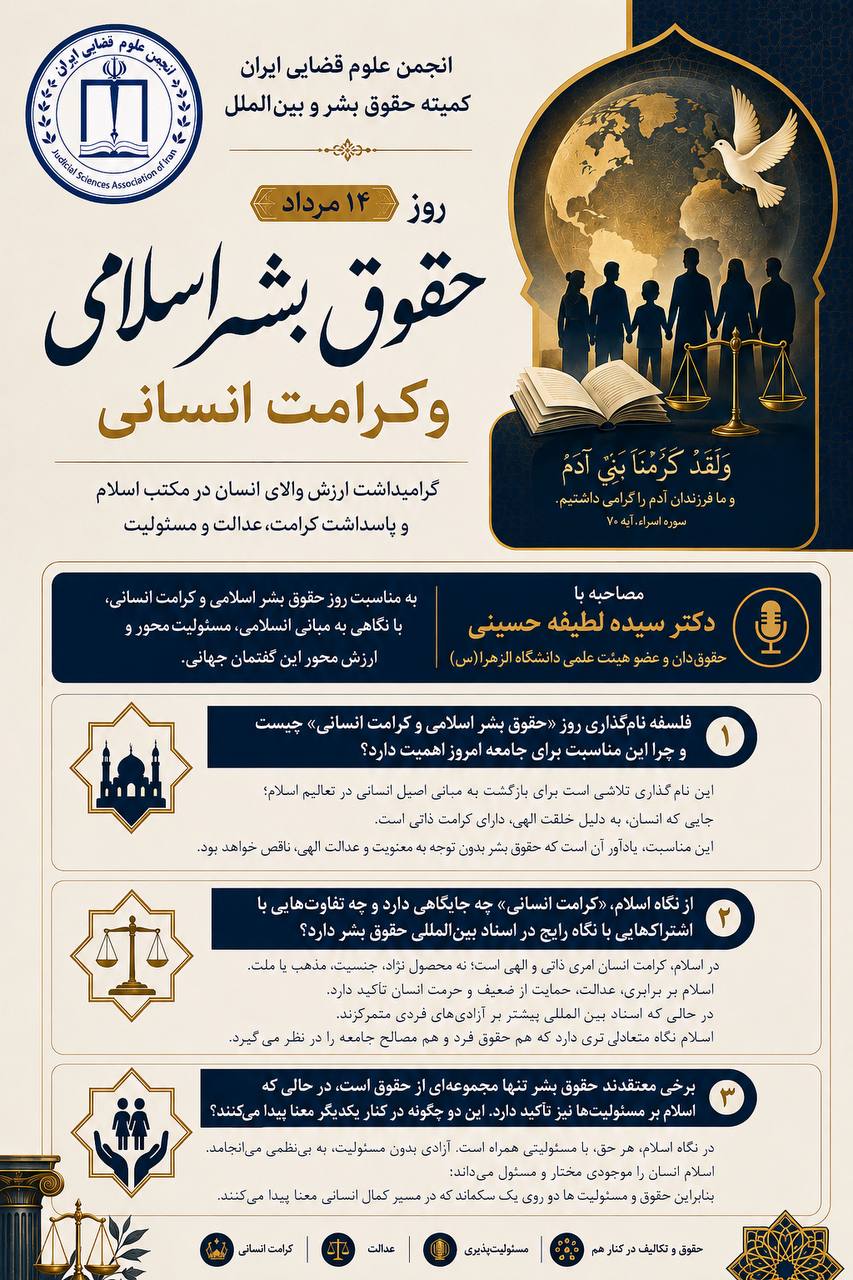 روز حقوق بشر اسلامی؛ فرصتی برای بازخوانی عدالت و کرامت انسانی روز حقوق بشر اسلامی؛ فرصتی برای بازخوانی عدالت و کرامت انسانی
