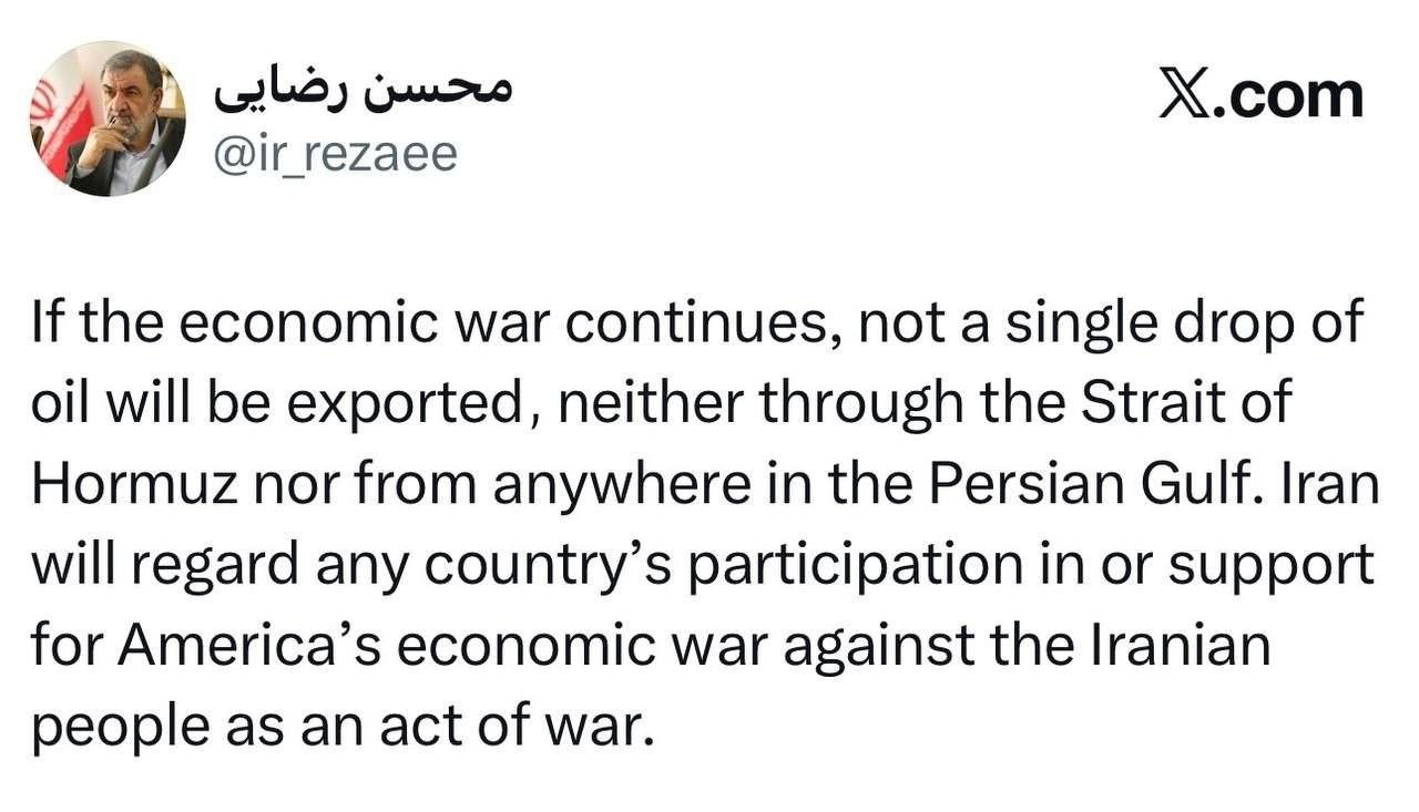 مشارکت یا حمایت هر کشوری علیه مردم ایران اقدام جنگی است