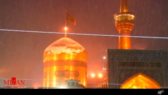 کلیپی زیبا از شب‌برفی حرم مطهر امام‌ رضا(ع) + فیلم