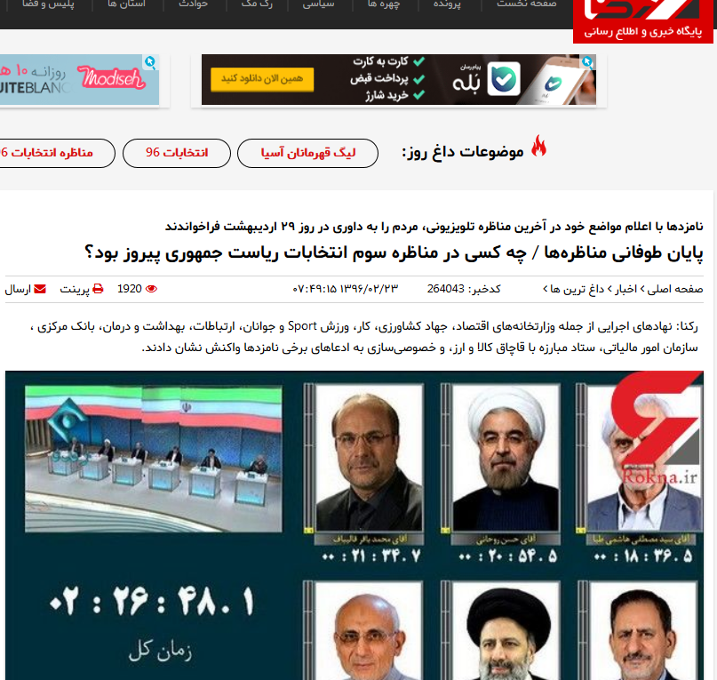 جدیدترین نظرسنجی انتخابات 96