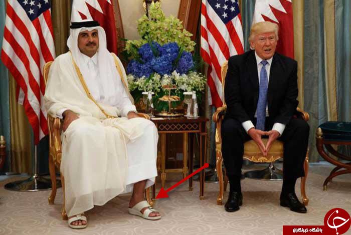 لباس مجلسی امیرقطر در مقابل ترامپ +تصاویر