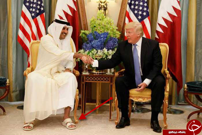لباس مجلسی امیرقطر در مقابل ترامپ +تصاویر