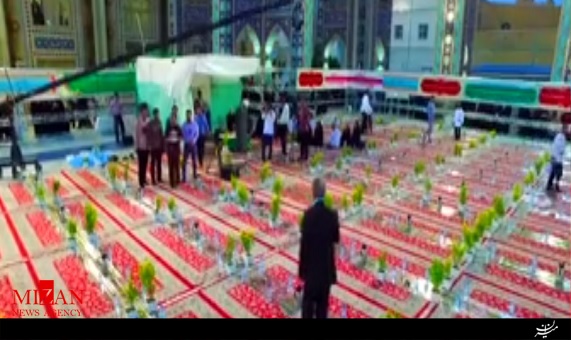 تصویربرداری هوایی زیبا و رویایی از حرم مطهر رضوی و سفره افطار صحن هدایت 
