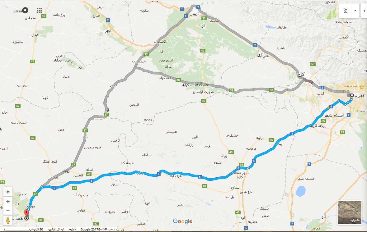 فاصله تهران تا همدان چقدر است؟ + نقشه سفر