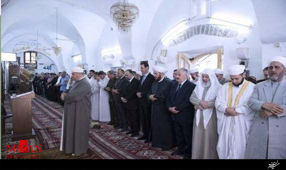 نماز عید فطر رئیس‌جمهور سوریه بشار اسد + فیلم