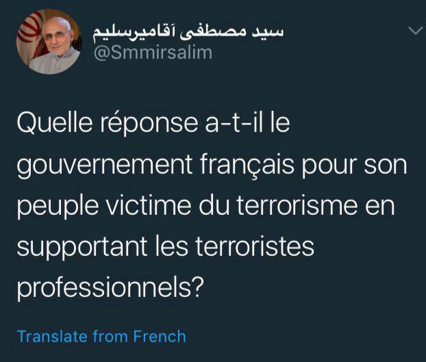 واکنش فرانسوی میرسلیم به نشست منافقین در پاریس واکنش فرانسوی میرسلیم به نشست منافقین در پاریس