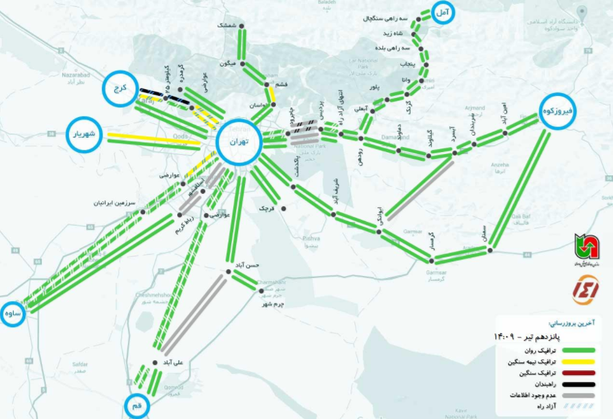 راهبندان آزادراه تهران-کرج را قفل کرد/سایر مقاطع باز است+نقشه گرافیکی راهبندان آزادراه تهران-کرج را قفل کرد/سایر مقاطع باز است+نقشه گرافیکی