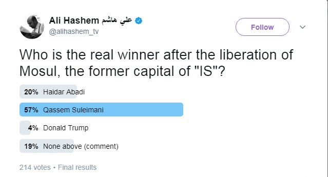 سردار سلیمانی نفر اول یک نظرسنجی خارجی + عکس سردار سلیمانی نفر اول یک نظرسنجی خارجی + عکس
