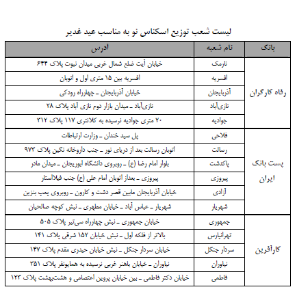 ليست شعب توزيع اسکناس نو به مناسب عيد قربان و غدير