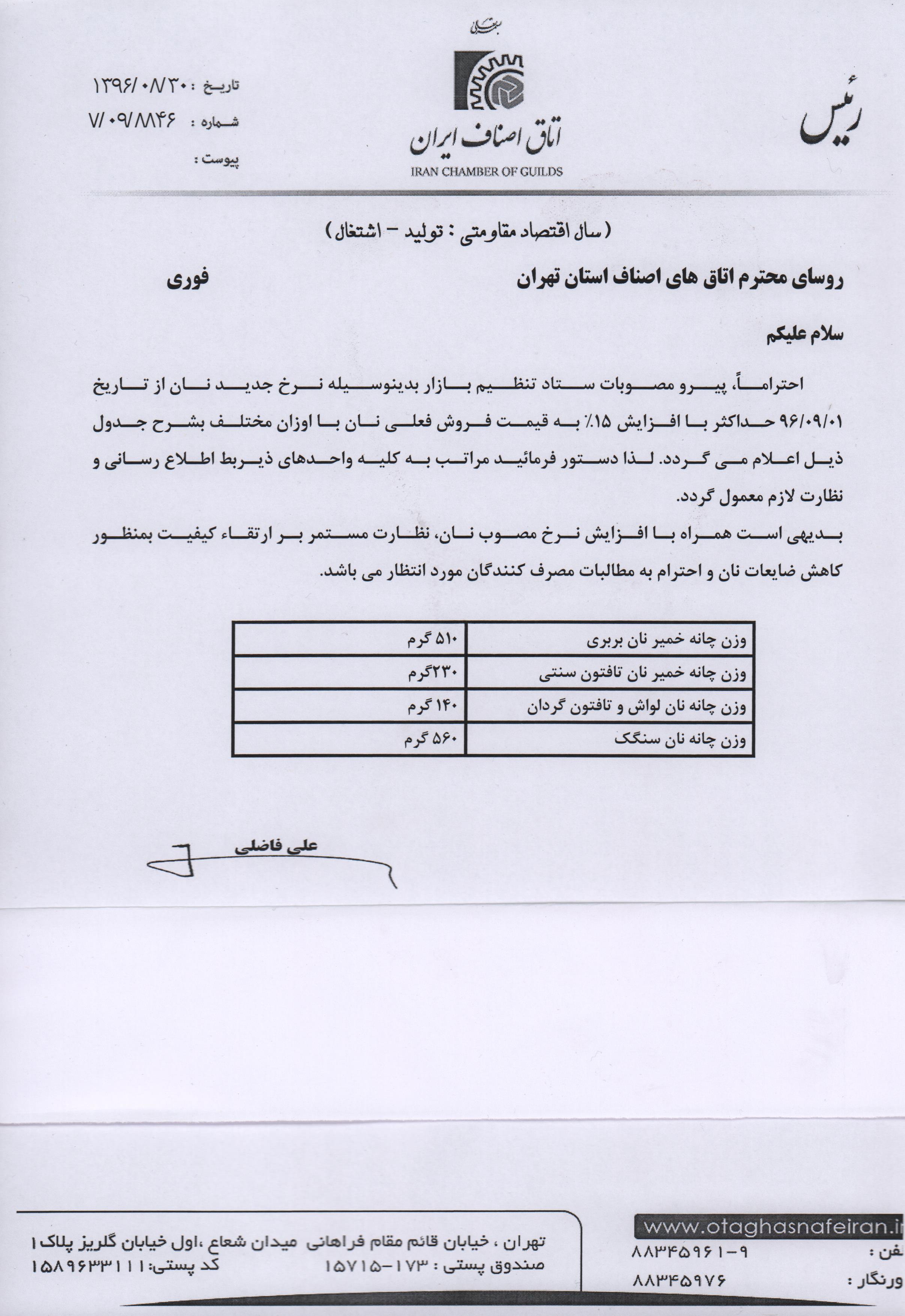 قیمت مصوب انواع نان اعلام شد