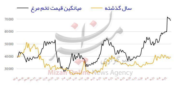 رکورد زنی قیمت تخم مرغ در بازار/ تخم مرغ یا تخم طلا! + نمودار