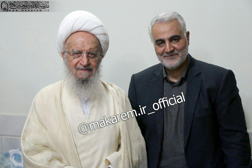دیدار سردار سلیمانی با آیت‌الله مکارم شیرازی