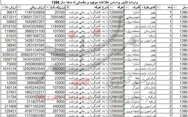 واردات تخمه آفتابگردان از آمریکا/ چقدر ارز صرف شد؟ + جدول