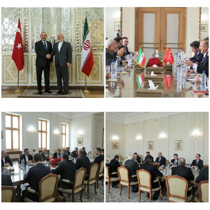 مولود چاووش اوغلو وزیر امور خارجه ترکیه ساعتی پیش در تهران با دکتر محمد جواد ظریف دیدار و گفتگو کرد