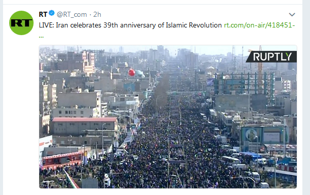پوشش زنده شبکه روسی از حضور شکوهمند مردم ایران در راهپیمایی 22 بهمن