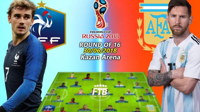 نخستین بازی مرحله حذفی جام جهانی 2018: فرانسه - آرژانتین