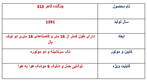 جنگنده قاهر ۳۱۳ در یک نگاه جنگنده قاهر ۳۱۳ در یک نگاه
