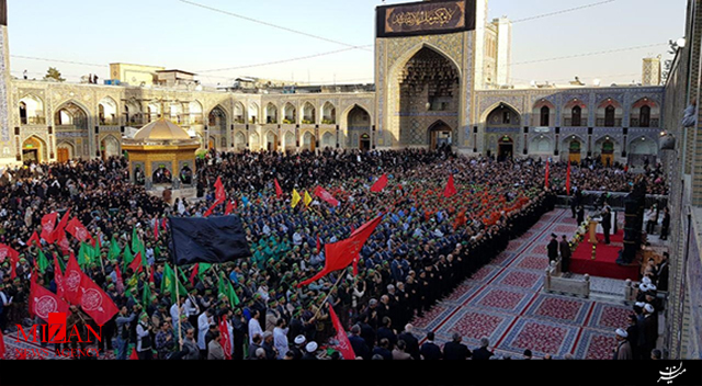 مراسم بدرقه خادمان اربعین حسینی در حرم مطهر امام رضا (ع) + فیلم مراسم بدرقه خادمان اربعین حسینی در حرم مطهر امام رضا (ع) + فیلم