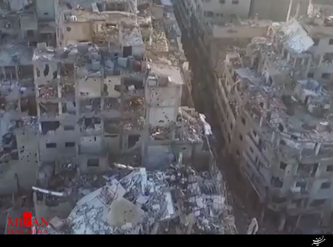 نمایی از ویرانه های حمص پس از حملات تروریست ها +فیلم نمایی از ویرانه های حمص پس از حملات تروریست ها +فیلم