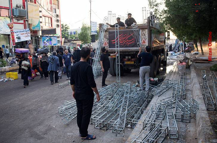 جمع آوری موکبهای پذیرایی از زائران اربعین جمع آوری موکبهای پذیرایی از زائران اربعین در کربلا +عکس