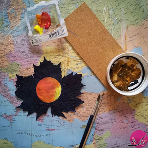 تبدیل برگ های بی جان به قابی زیبا از نقاشی + تصاویر