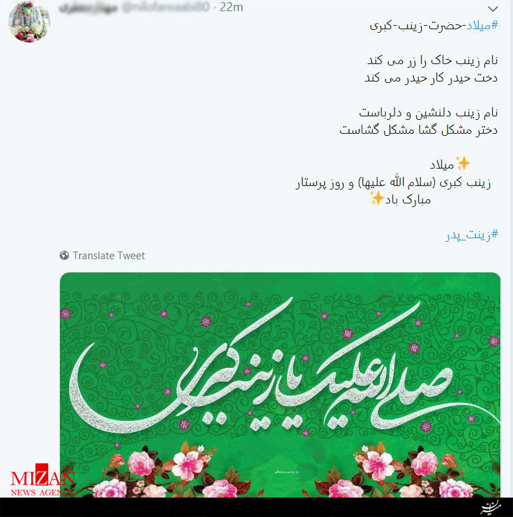 واکنش کاربران فضای مجازی نسبت به میلاد حضرت زینب (س) +تصاویر واکنش کاربران فضای مجازی نسبت به میلاد حضرت زینب (س) +تصاویر