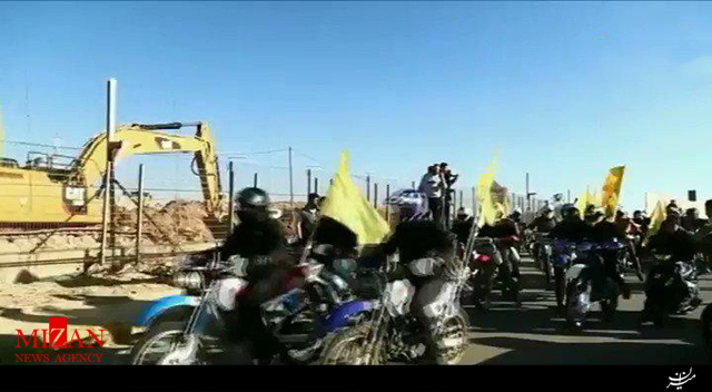 رژه موتورسواران حزب‌الله در یک قدمی نظامیان صهیونیست