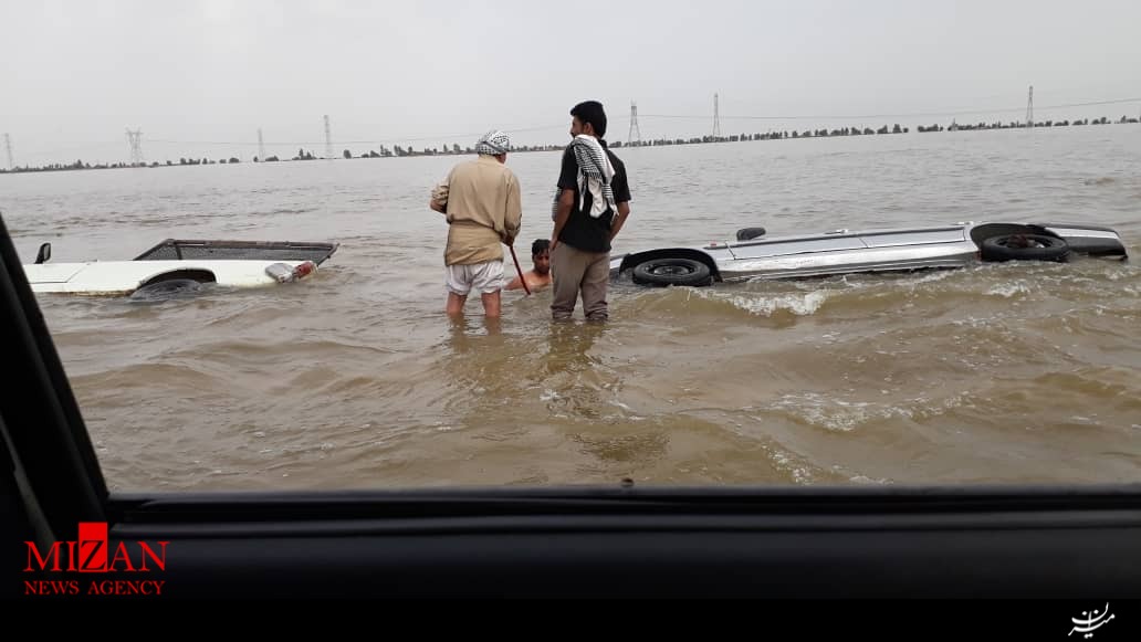 جاده اهواز به شادگان زیر آب رفت +تصاویر