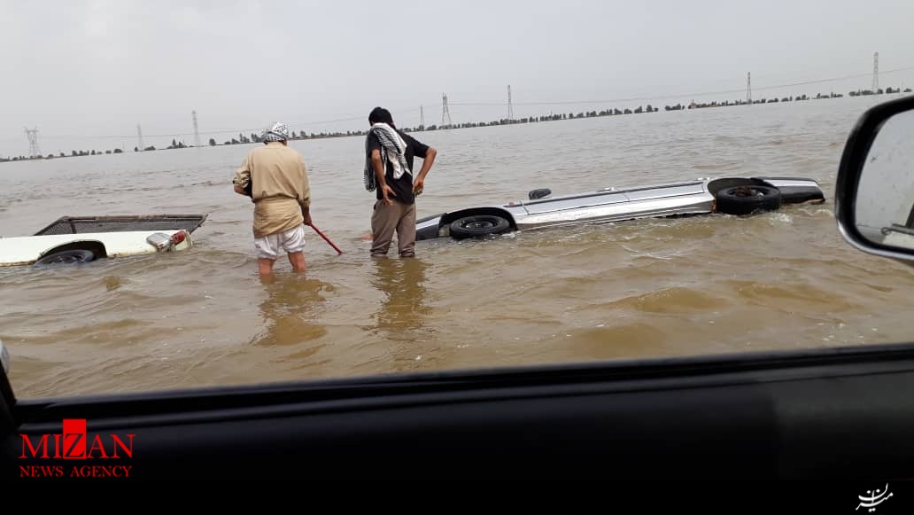 جاده اهواز به شادگان زیر آب رفت +تصاویر