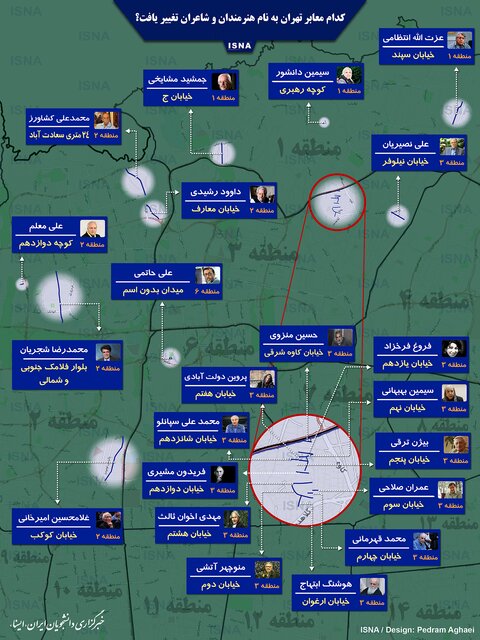 آشنایی بیشتر با معابری که به نام هنرمندان و شاعران تغییر یافت +اینفوگرافی