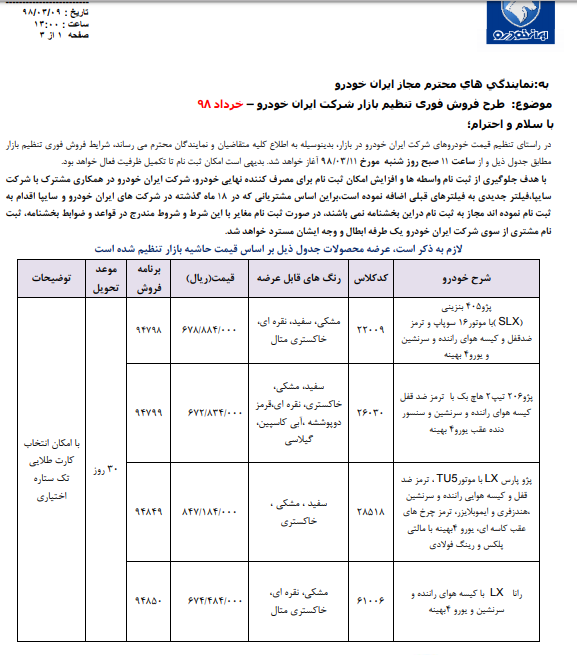 فروش ۴ محصول ایرانخودرو از ساعت ۱۱ فروش ۴ محصول ایرانخودرو از ساعت ۱۱