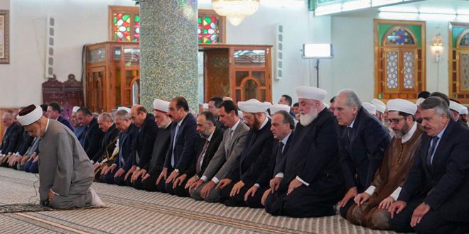 حضور بشار اسد در نماز عید فطر دمشق حضور بشار اسد در نماز عید فطر دمشق