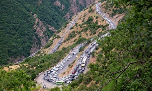 ترافیک سنگین در جاده چالوس