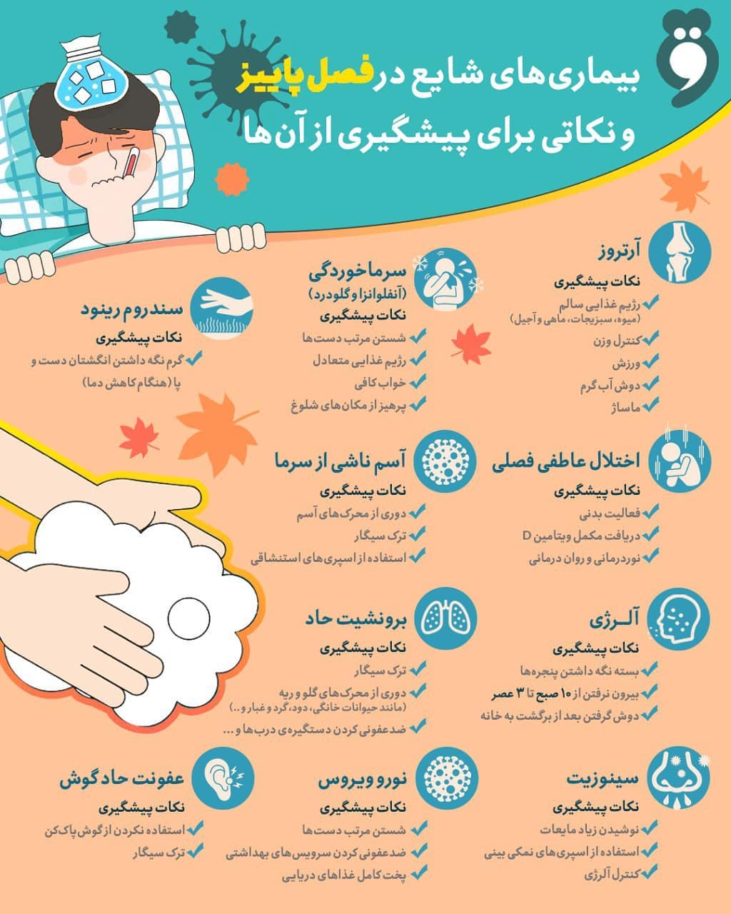 بیماریهای شایع فصل پاییز را بشناسید +نحوه پیشگیری از آنها بیماریهای شایع فصل پاییز را بشناسید +نحوه پیشگیری از آنها