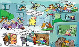کاریکاتوری از وابستگی نوجوانان به تلفن همراه