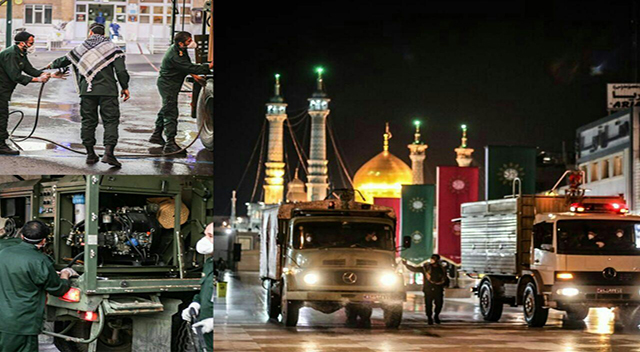 سپاه در خط مقدم مبارزه با کرونا/ضد عفونی شهر قم با ماشینهای مخصوص سپاه در خط مقدم مبارزه با کرونا/ضد عفونی شهر قم با ماشینهای مخصوص
