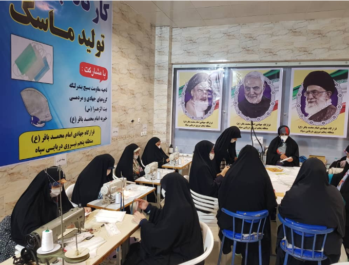 تولید ماسک در قرارگاه جهادی منطقه پنجم نیروی دریایی سپاه + تصاویر