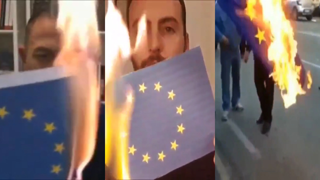 سوزاندن پرچم اتحادیه اروپا توسط شهروندان ایتالیایی سوزاندن پرچم اتحادیه اروپا توسط شهروندان ایتالیایی