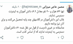 وزیر آموزش و پرورش عدم دسترسی ۳۰ از دانش آموزش به اینترنت را تکذیب کرد